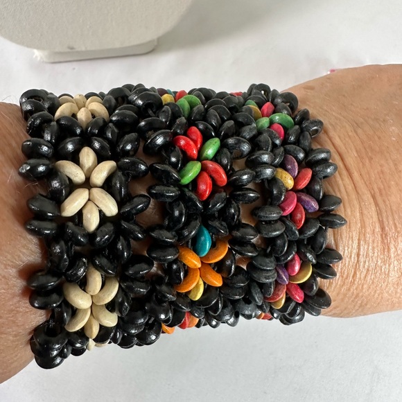 Three fun beach resort island time vibe stretch bracelets - Picture 2 of 4